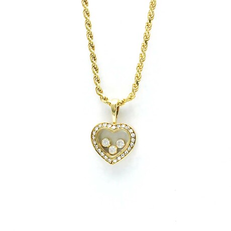 Chopard // 18k Yellow Gold Happy Diamond Heart Pendant Necklace // 16.53" // Store Display