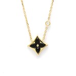 Louis Vuitton // 18k Yellow Gold Star Blossom BB Diamond + Onyx Pendant Necklace // 15.35"-16.14" // Store Display