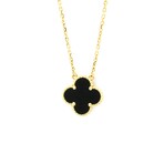 Van Cleef & Arpels // 18k Yellow Gold Vintage Alhambra Onyx Pendant Necklace // 14.56"-16.14" // Store Display