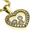 Chopard // 18k Yellow Gold Happy Diamond Heart Pendant Necklace // 16.53" // Store Display