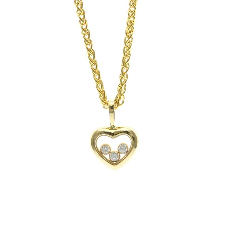 Chopard // 18k Yellow Gold Happy Diamonds Floating Diamond Pendant Necklace // 16.53" // Store Display