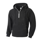 1/4 Zip Hoodie // Black (L)