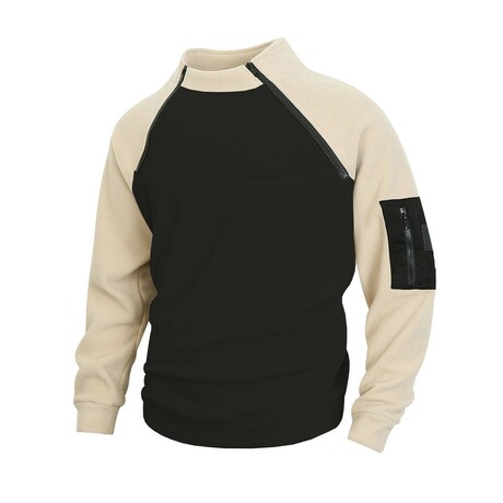 Color Block Tactical Sweatshirt // Beige (XS)