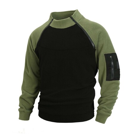 Color Block Tactical Sweatshirt // Army Green (XS)