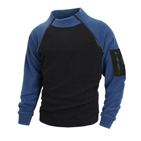 Color Block Tactical Sweatshirt // Blue (XS)