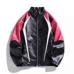 Faux Leather Retro Motorcycle Jacket  // Red (XS)