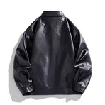 Faux Leather Front Placket w/ Flap Pockets Bomber Jacket // Black (XS)