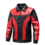 Faux Leather Motorcycle Jacket // Red (XS)