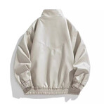 Faux Leather High Neck Bomber Jacket // Apricot (S)