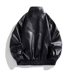 Faux Leather High Neck Bomber Jacket // Black (S)