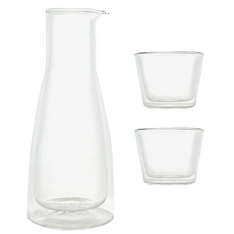 Rocks Set Clear Carafe + 2 Glasses