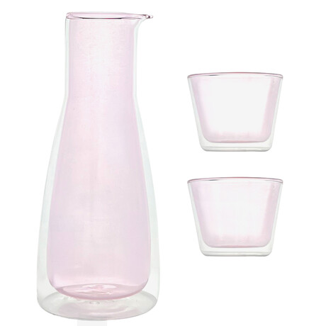 Rocks Set Pink Carafe + 2 Glasses