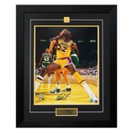 Magic Johnson // LA Lakers // Signed Battle VS Larry Bird // 26x32 Frame