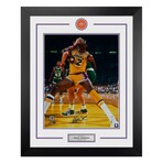 Magic Johnson // LA Lakers // Signed Basketball Logo 26x32 Frame