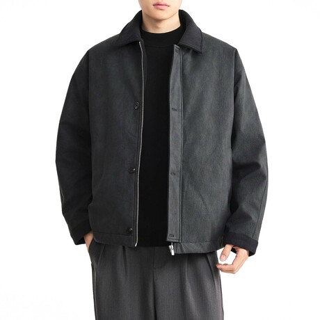 Contrast Corduroy Collar Jacket // Black (XS)