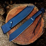The Rambo 4 "Machete" // Black Leather Strap Wrapped
