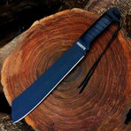 The Rambo 4 "Machete" // Black Leather Strap Wrapped