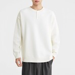 Brushed Knit Henley // White (S)