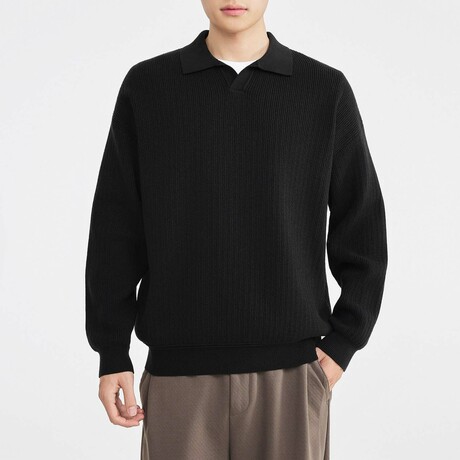 Johnny Collar Pullover Sweater // Black (XS)