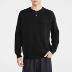 Ripple Knit Henley Sweater // Black (XS)