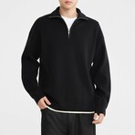 1/4 Zip Knit Sweatshirt // Black (XS)