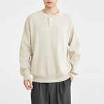 Ripple Knit Henley Sweater // Apricot (S)