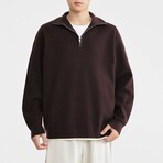 1/4 Zip Knit Sweatshirt // Bordo (XS)
