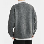 Layered Collar V-Neck Sweater // Dark gray (XS)