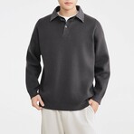 Henley Pullover Sweater // Dark gray (XS)