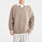 Layered Collar V-Neck Sweater // Camel (XS)