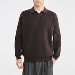 Johnny Collar Pullover Sweater // Brown (XS)
