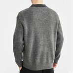 Contrast Collar Polo Sweater // Grey (XS)