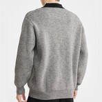 Layered Polo V-Neck Pullover // Flower gray (XS)