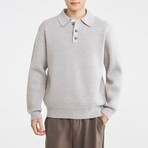 Waffle Knit Polo Sweater // Grey (XS)
