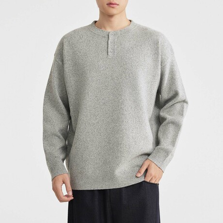 Brushed Knit Henley // Light gray (XS)