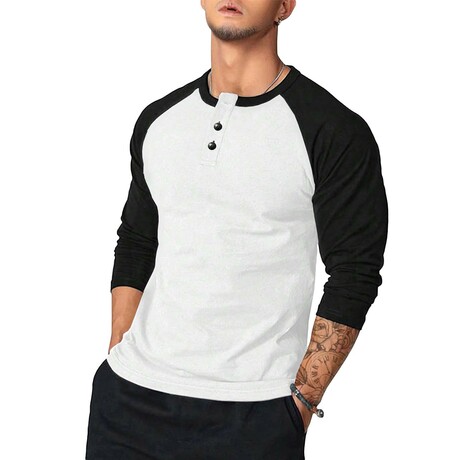 Raglan Henley Long Sleeve // White (XS)