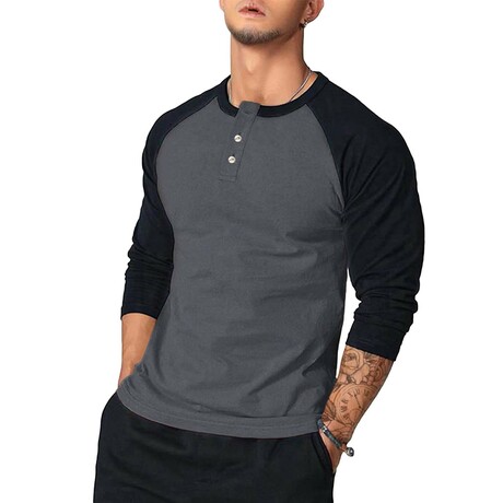 Raglan Henley Long Sleeve // Grey (XS)