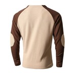 Colorblock Elbow Patch Henley // Khaki (XS)