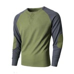 Colorblock Elbow Patch Henley // Army green (L)