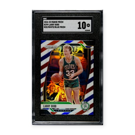 Larry Bird // 2024-25 Panini Prizm Red/White/Blue // SGC 10 GM
