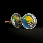 Papua New Guinea // Pig-Nosed Turtle 5 Toea // Coin Cufflink