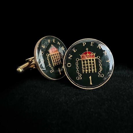 United Kingdom // Crowned Portcullis Penny // Coin Cufflink