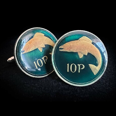 Ireland // Salmon 10 Pence // Coin Cufflink