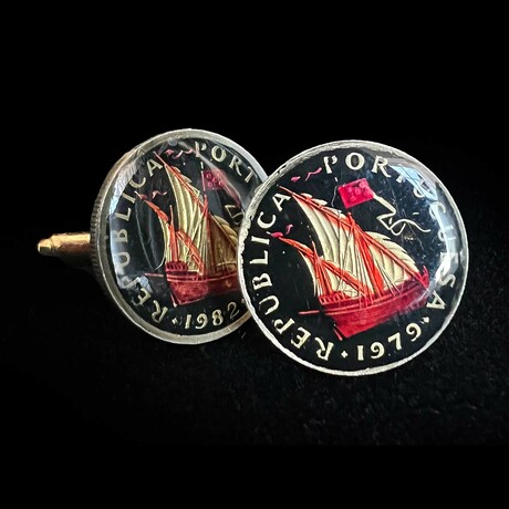Portugal // Caraval Ship 2.50 Escudos // Coin Cufflink