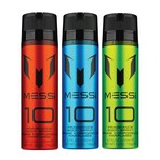 Men's // Messi // Messi 10 Body Spray Bundle: Red + Blue + Green // 6.7 Oz