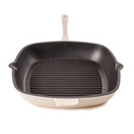 Neo 2pc Cast Iron 11" Grill Pan with Slotted Steak Press (White)