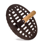 Neo 2pc Cast Iron 11" Grill Pan with Slotted Steak Press (White)