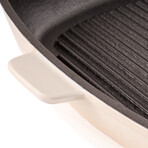 Neo 2pc Cast Iron 11" Grill Pan with Slotted Steak Press (White)