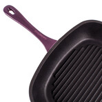 Neo 2pc Cast Iron 11" Grill Pan with Slotted Steak Press (White)