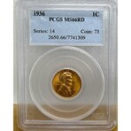 1936 P Lincoln Penny PCGS MS 66 RED # 309